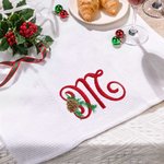 Personalised Embroidered Christmas Monogram 100% Cotton Kitchen Tea Towel Kitchen Supplies Christmas Gift for Family Chefs