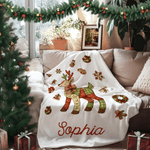 Personnalisé Patchwork coloré élément arbre de Noël Père Noël Couverture douce avec nom Décoration de la maison Cadeau de Noël pour la famille Amis