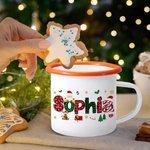 Spersonalizowany kubek emaliowany Santa Claus Elk 12 uncji z imieniem Dekoracja domu Prezent świąteczny dla chłopców i dziewczynek