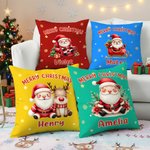 Personalized Cute Santa Throw Pillow Cover with Name Home Decor Christmas Gift for Family Kids