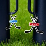 Spersonalizowany akrylowy brelok hokejowy z imieniem na urodziny dla hokeisty i miłośnika sportu