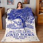Personalisierte Toile De Jouy Stil Ein Mädchen, das wirklich liebte Bücher Cartoon-Charakter weiche Decke mit Namen Home Decor Geburtstagsgeschenk für Buchliebhaber