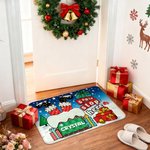 Spersonalizowana wycieraczka Santa Stop Here Chimney Santa Claus z imieniem i nazwiskiem Dekoracja domu Prezent świąteczny dla przyjaciela rodziny