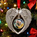 Personalized Retro Heart Wings Photo Ornament Home Decor Christmas Sympathy Remembrance Gift for Family Friends Pet Owners