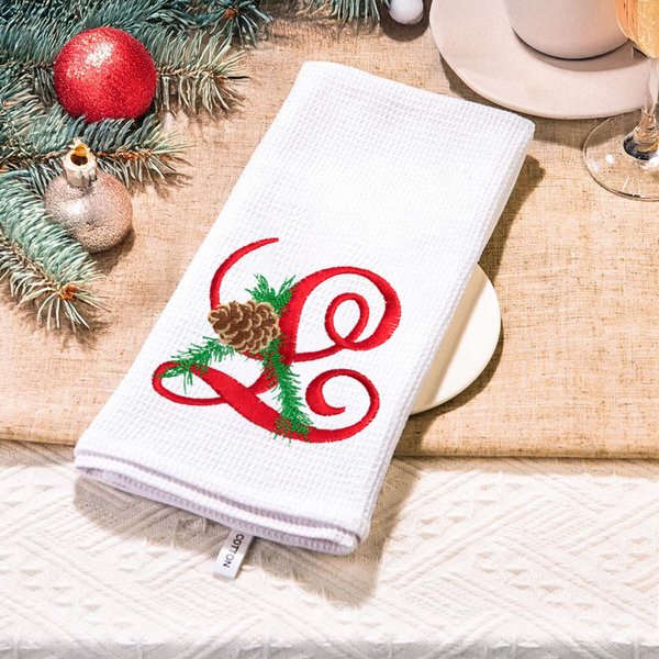 Personalised Embroidered Christmas Monogram 100% Cotton Kitchen Tea Towel Kitchen Supplies Christmas Gift for Family Chefs