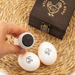 Gallina personalizzata Silhouette Uovo Timbro sicuro con nome Inchiostro alimentare e scatola Regalo di compleanno per famiglia allevatore agricoltore