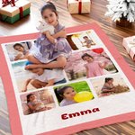 Couverture Polaire ou Sherpa Personnalisée avec Texte et 3-9 Photos de Style Collage Décroation de Chambre Cadeau Noël Fête pour Famille Amis
