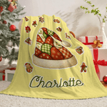 Personnalisé Patchwork coloré élément arbre de Noël Père Noël Couverture douce avec nom Décoration de la maison Cadeau de Noël pour la famille Amis