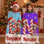 Personalisierte Weihnachtsmannmütze Initiale Schneeflocken Cartoon Charakter weiche Decke mit Namen Home Decor Weihnachtsgeschenk für Familie Freunde