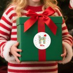 Personalized Santa Hat Initial Colorful Fireworks Waterproof Stickers with Name Festival Party Christmas Gift for Kids