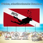 Personalisiertes Strandtuch mit Taucher-Sihouette und Text Schnelltrocknendes Badetuch Urlaub Reisen Geburtstag Geschenk für Taucher