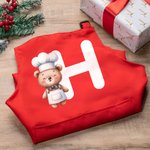 Personalised Cute Cartoon Animal Chef Adjustable Apron Chef Hat Set with Name and Initial Cooking Baking Birthday Holiday Gift for Kids