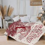 Personalisierte Toile De Jouy Stil Ein Mädchen, das wirklich liebte Bücher Cartoon-Charakter weiche Decke mit Namen Home Decor Geburtstagsgeschenk für Buchliebhaber