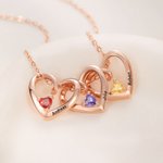 Colgante de corazón personalizado Collar de piedra de nacimiento con 1-6 nombres grabados Joyería delicada Día de la Madre Cumpleaños Aniversario Día de San Valentín Regalo para mujeres