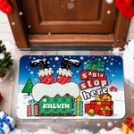 Spersonalizowana wycieraczka Santa Stop Here Chimney Santa Claus z imieniem i nazwiskiem Dekoracja domu Prezent świąteczny dla przyjaciela rodziny