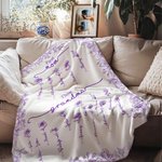 Personalised Toile De Jouy Birth Flower Soft Throw Blanket with Name Home Decor Birthday Christmas Gift for Mom Grandma
