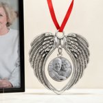 Personalized Retro Heart Wings Photo Ornament Home Decor Christmas Sympathy Remembrance Gift for Family Friends Pet Owners