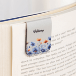Personalised Watercolour Birth Flower Magnetic PU Leather Bookmark Clip with Name Reading Birthday Gift for Book Lovers Bookworms
