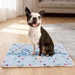 Personalized Cute Multicolour Polka Dot Soft Pet Bed Mat with Name Outdoor Activities Birthday Gift for Pet Owners Lovers 1