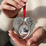 Personalized Retro Heart Wings Photo Ornament Home Decor Christmas Sympathy Remembrance Gift for Family Friends Pet Owners