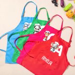 Personalised Cute Cartoon Animal Chef Adjustable Apron Chef Hat Set with Name and Initial Cooking Baking Birthday Holiday Gift for Kids
