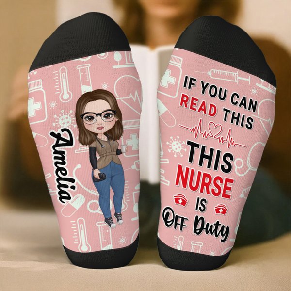 Personalized Cartoon Character Multicolor Mid-Calf Socks with Name Nurses Day Birthday Gift for Nurses Medical Staff