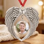 Personalized Retro Heart Wings Photo Ornament Home Decor Christmas Sympathy Remembrance Gift for Family Friends Pet Owners