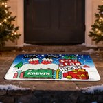 Spersonalizowana wycieraczka Santa Stop Here Chimney Santa Claus z imieniem i nazwiskiem Dekoracja domu Prezent świąteczny dla przyjaciela rodziny