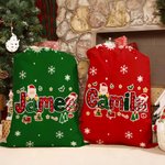 Sac à dos en toile avec nom et prénom pour le Père Noël et l'Élément Alphabet Cadeau de Noël pour les enfants