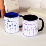 Spersonalizowany ceramiczny kubek na kawę Toile De Jouy Birth Flower z imionami i nickami Prezent urodzinowy dla kobiet z okazji Święta Dziękczynienia