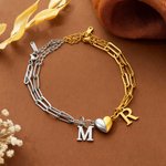 Personalised Magnetic Heart Matching Bracelets with Initial Anniversary Birthday Gift for Couple Lover