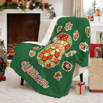 Personnalisé Patchwork coloré élément arbre de Noël Père Noël Couverture douce avec nom Décoration de la maison Cadeau de Noël pour la famille Amis