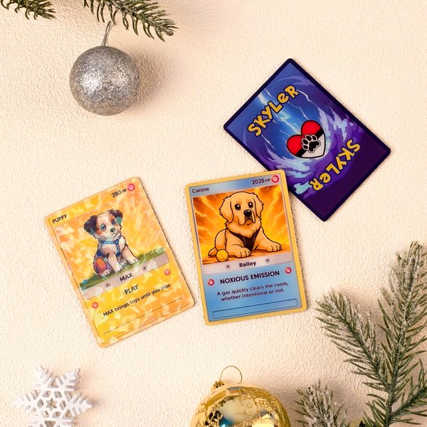 Personalized Cute Photo Glitter Classic Game Card with Protective Cover and Wooden Stand Birthday Anniversary Christmas Gift for Kids Pet Lovers