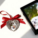 Personalized Retro Heart Wings Photo Ornament Home Decor Christmas Sympathy Remembrance Gift for Family Friends Pet Owners
