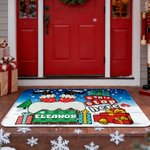 Spersonalizowana wycieraczka Santa Stop Here Chimney Santa Claus z imieniem i nazwiskiem Dekoracja domu Prezent świąteczny dla przyjaciela rodziny