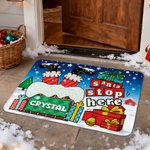 Spersonalizowana wycieraczka Santa Stop Here Chimney Santa Claus z imieniem i nazwiskiem Dekoracja domu Prezent świąteczny dla przyjaciela rodziny