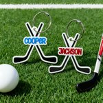 Spersonalizowany akrylowy brelok hokejowy z imieniem na urodziny dla hokeisty i miłośnika sportu