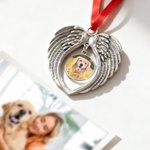 Personalized Retro Heart Wings Photo Ornament Home Decor Christmas Sympathy Remembrance Gift for Family Friends Pet Owners