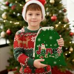 Sac à dos en toile avec nom et prénom pour le Père Noël et l'Élément Alphabet Cadeau de Noël pour les enfants