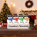 Personalized Cute 1-10 Snowmen Decoration with Name and Wooden Base Home Decor Christmas Gift for Family