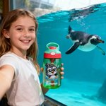 Personalized Cartoon Animals 16 oz Kid Water Bottle with Name and Silicone Straw Back to School Birthday Gift for Boys Girls