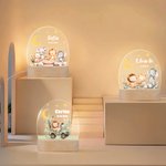 Luz nocturna LED personalizada de animales del bosque con base de madera y nombre decoración para habitación y regalo de cumpleaños para niños