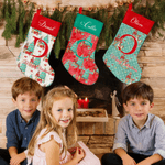 Personalised Christmas Tree Multiple Pattern Nutcracker Stocking with Name and Initial Christmas Gift for Family Friends Kids