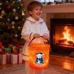 Personalizzato Cute Cartoon Snowman LED Light Bucket Bag con nome Holiday Storage Decor Regalo di Natale per bambini amici famiglia