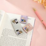 Marcapáginas magnético personalizado de cuero PU con diseño floral y personaje animado leyendo regalo de cumpleaños para amantes de la lectura