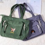 Personalisierte bestickte Haustier Avatar Cord Reißverschluss Schulter Tasche mit Namen Reisezubehör Geburtstag Weihnachtsgeschenk für Tierliebhaber Freunde