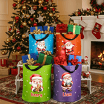 Personalized Cartoon Santa Claus Character LED Light Bucket Bag with Name Christmas Party Gift for Kids Family