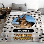 Gepersonaliseerde huisdier foto pootafdruk zachte deken met naam en tekst Home Decor Verjaardag Huisdier Herdenkingscadeau voor Huisdiereigenaar Lover Family Friend