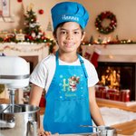 Personalisiertes Kinderschürze und Kochmütze Set im Weihnachten-Schneemann-Design mit Initiale und Namen Weihnachtsgeschenk für Kinder