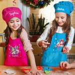 Personalisiertes Kinderschürze und Kochmütze Set im Weihnachten-Schneemann-Design mit Initiale und Namen Weihnachtsgeschenk für Kinder
